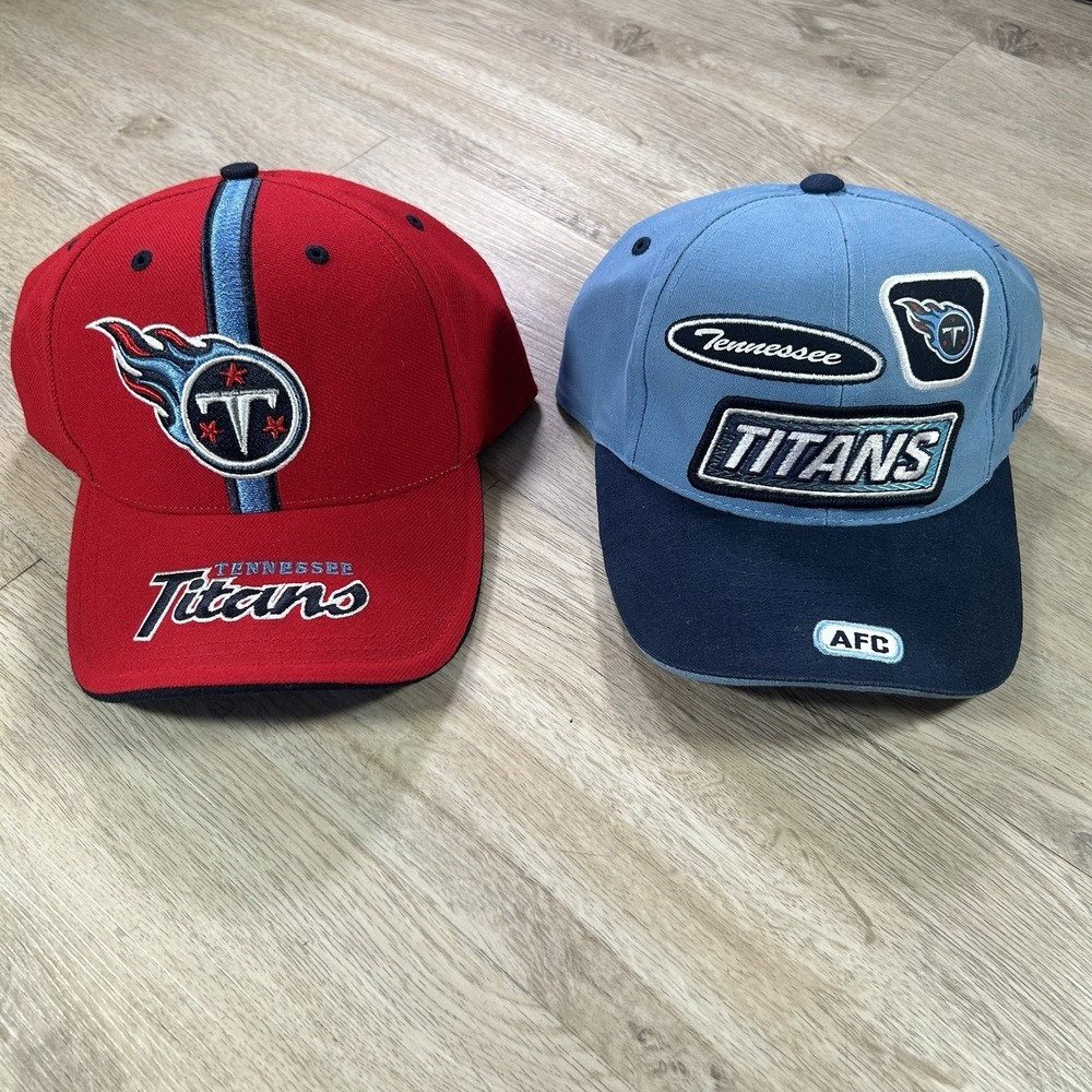 VTG Tennessee Titans Strapback Hats NFL Football Blue Red Pro Line Twins 2 Caps